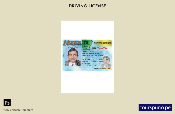 Plantilla lista para imprimir, versión DL de EE. UU. Arkansas (frontal)